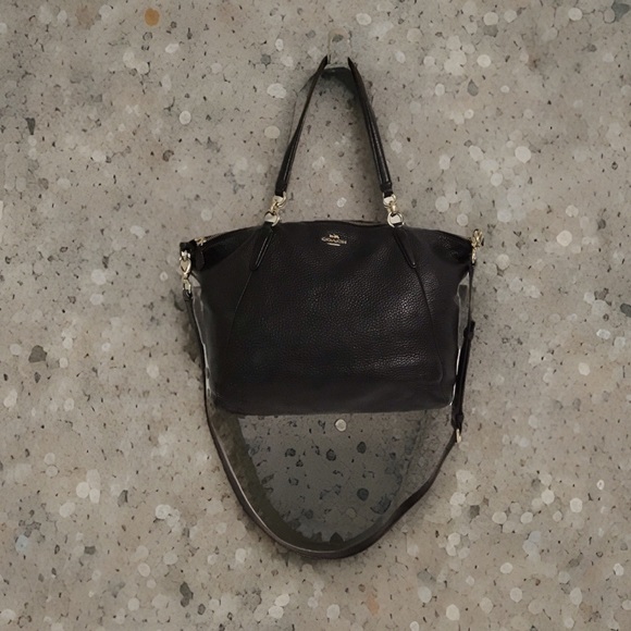 COACH Shoulder Bag Leather 2 Way Large Black - Picture 1 of 16